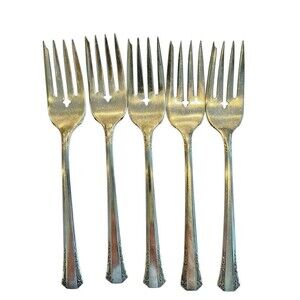1881 Rogers Del Mar Vintage Silverplate Oneida Silver Salad Forks 5 Pcs 2413